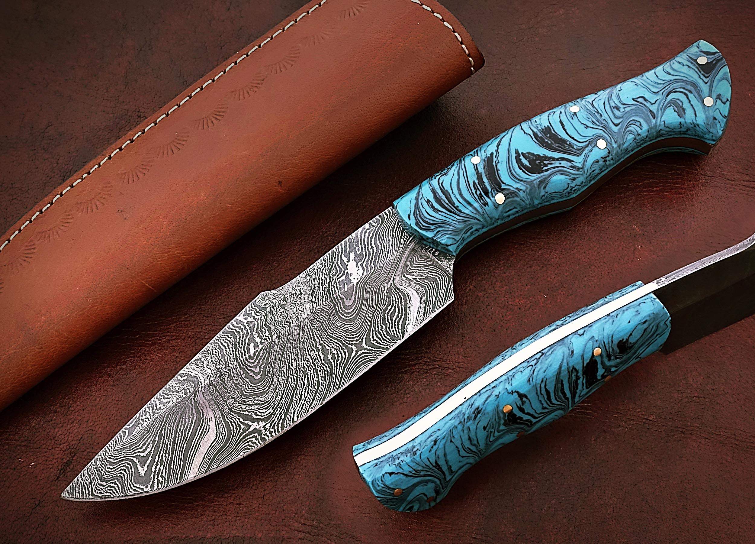 Custom Handmade Damascus Steel Beautiful Clever Knife with Stunning Bu –  USKnife4u