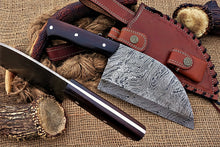 Load image into Gallery viewer, Custom Handmade Damascus Steel Beautiful Clever Knife with Amazing Rose Wood Handle