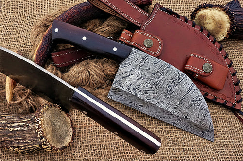 Custom Handmade Damascus Steel Beautiful Clever Knife with Amazing Rose Wood Handle
