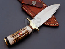 Load image into Gallery viewer, Custom Made Beautiful Hunting Knife with Stag/Antler on Handle