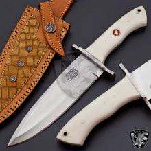 Load image into Gallery viewer, Hand Made D2 Steel Hunting Bowie Knife with White Resign on Handle