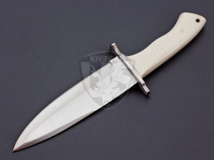 Hand Made D2 Steel Hunting Bowie Knife with White Resign on Handle