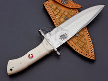 Load image into Gallery viewer, Hand Made D2 Steel Hunting Bowie Knife with White Resign on Handle
