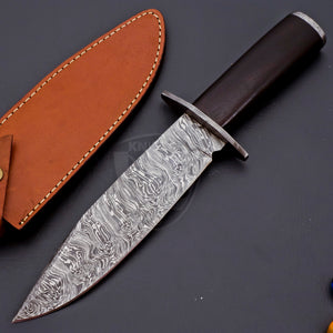 Handmade Damascus Steel Amazing Hunting Bowie Knife Rose Wood on Handle