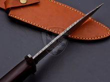 Load image into Gallery viewer, Handmade Damascus Steel Amazing Hunting Bowie Knife Rose Wood on Handle