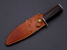 Load image into Gallery viewer, Handmade Damascus Steel Hunting Bowie Knife with Beautiful Black Wengi Wood Handle