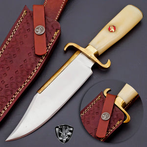 D2 Steel Hunting Bowie knife with Beautiful Camel Bone on Handle