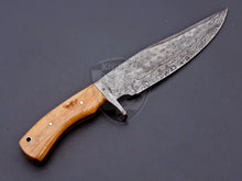 Load image into Gallery viewer, Custom Hand Made Damascus Steel Hunting Bowie knife Cherry Wood on Handle