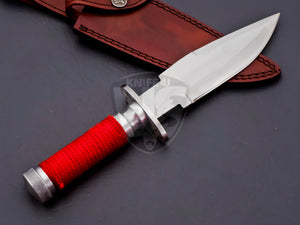 Custom Handmade D2 Steel Beautiful Rambo Bowie Knife with Red Rope on Handle