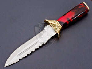 Custom Handmade D2 Steel Hunting Fancy Bowie Knife with Beautiful Resign on Handle