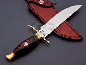Handmade D2 Steel Hunting Bowie Knife with Beautiful Wengi Wood on Handle