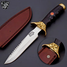 Load image into Gallery viewer, Custom Handmade D2 Steel Fancy Guard Beautiful Hunting Knife Black Pakka wood on Handle