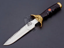 Load image into Gallery viewer, Custom Handmade D2 Steel Fancy Guard Beautiful Hunting Knife Black Pakka wood on Handle
