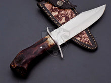Load image into Gallery viewer, Hand Made D2 Steel Hunting Bowie Knife with Fire Camel Bone on Handle