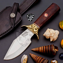 Load image into Gallery viewer, Custom Hand Made D2 Steel Hunting Knife with Fancy Flower Guard