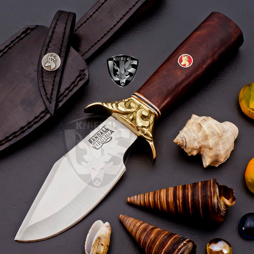 Custom Hand Made D2 Steel Hunting Knife with Fancy Flower Guard