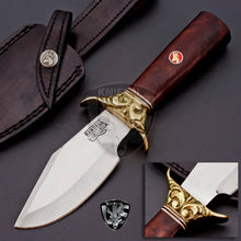 Load image into Gallery viewer, Custom Hand Made D2 Steel Hunting Knife with Fancy Flower Guard