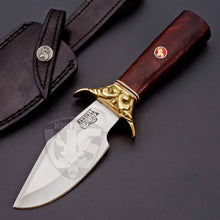 Load image into Gallery viewer, Custom Hand Made D2 Steel Hunting Knife with Fancy Flower Guard