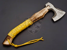 Load image into Gallery viewer, Custom Gift Forged Carbon Steel Rare Viking Axe with Ash Wood &amp; Leather Roping on Handle