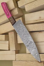 Load image into Gallery viewer, Custom Hand Made Damascus Steel Kitchen Knife with Colored Wood Handle