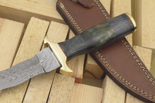 Load image into Gallery viewer, Custom Hand Made Damascus Steel Beautiful Dagger Knife with Wood &amp; Colored Bone Handle