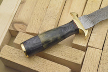 Load image into Gallery viewer, Custom Hand Made Damascus Steel Beautiful Dagger Knife with Wood &amp; Colored Bone Handle