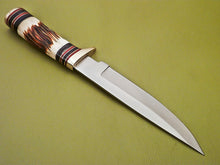 Load image into Gallery viewer, Custom Handmade Damascus D-2 Steel Hunting Knife with Camel Bone Handle