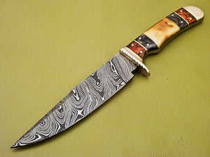 Custom Handmade Damascus Steel Bowie Knife