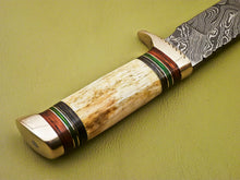 Load image into Gallery viewer, Custom Handmade Damascus Steel Hunting Knife with Ca