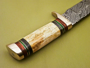 Custom Handmade Damascus Steel Hunting Knife with Ca