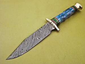 Custom Handmade Damascus Steel Hunting Knife with Amazing Bone Handle