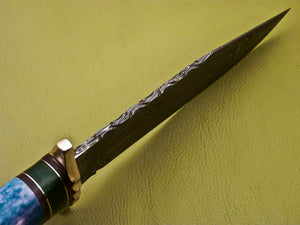 Custom Handmade Damascus Steel Hunting Knife with Amazing Bone Handle