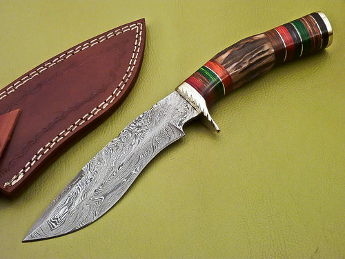 Custom Handmade Damascus Steel Hunting Bowie knife