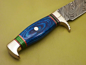 Custom Handmade Damascus Steel Hunting Knife with Colored Pakka Wood H –  USKnife4u