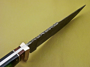 Custom Handmade Damascus Steel Hunting Knife with Beautiful Bone Handle