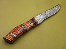 Load image into Gallery viewer, Custom Handmade Damascus Steel Hunting Knife with Beautiful Wood Handle