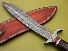 Load image into Gallery viewer, Custom Handmade Damascus Steel Hunting Knife Bone &amp; Wood Handle
