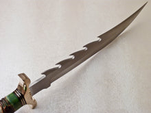 Load image into Gallery viewer, Custom Made D2 Steel Hunting Bowie Knife with Colored Bone Handle