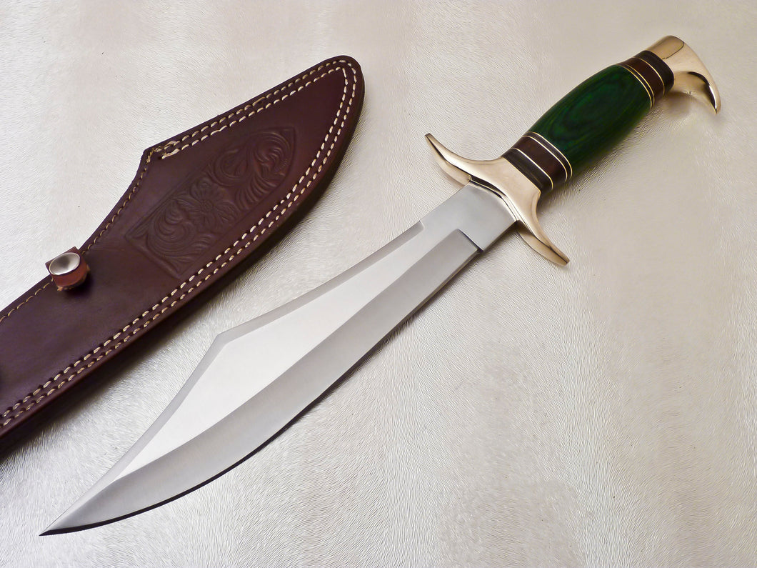 Custom Handmade D2 Stainless Steel Hunting Bowie Knife With Colored WOod Handle