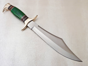 Custom Handmade D2 Stainless Steel Hunting Bowie Knife With Colored WOod Handle
