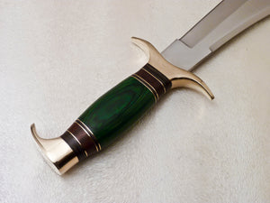 Custom Handmade D2 Stainless Steel Hunting Bowie Knife With Colored WOod Handle
