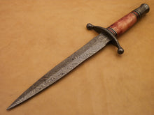 Load image into Gallery viewer, Custom Hand Made Damascus Steel Beautiful Dagger Knife with Colored Camel Bone Handle