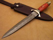 Load image into Gallery viewer, Custom Hand Made Damascus Steel Beautiful Dagger Knife with Wood Handle