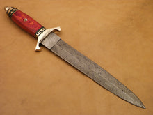 Load image into Gallery viewer, Custom Hand Made Damascus Steel Beautiful Dagger Knife with Wood Handle