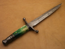Load image into Gallery viewer, Custom Hand Made Damascus Steel Beautiful Dagger Knife with Colored Camel Bone Handle