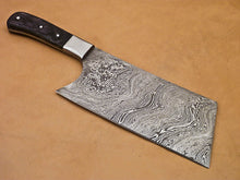 Load image into Gallery viewer, Custom Handmade Damascus Steel Hunting Cleaver with Wood Handle