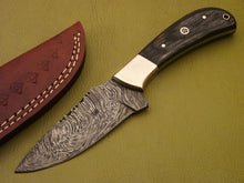 Load image into Gallery viewer, Handmade Damascus Steel Hunting Knife With Black Pakka Wood Handle