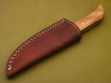 Load image into Gallery viewer, Custom Made Damascus Steel Hunting Knife with Beautiful Olive Wood Handle