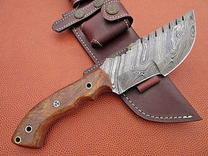 Custom Handmade Damascus Steel Amazing Tracker with Wood Handle