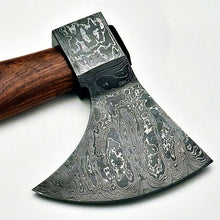 Load image into Gallery viewer, Custom Hand Made Damascus Steel Beautiful Axe with Rose WOod Handle